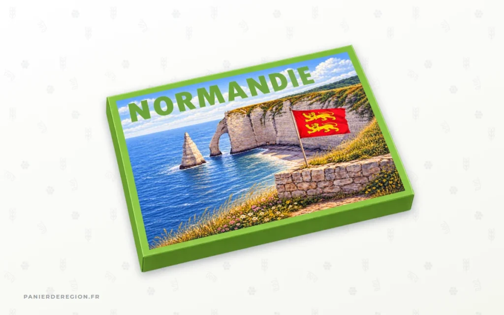 Coffret gourmand Normandie, cadeau remis lors d'un salon, d'une inauguration ou d'un séminaire d'entreprise