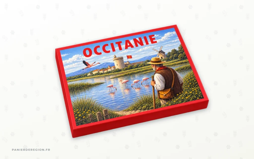 Coffret gourmand Occitanie fermé, à commander dès octobre pour être livré avant Noël